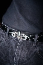 Moses Studded Thin Belt Space Gray