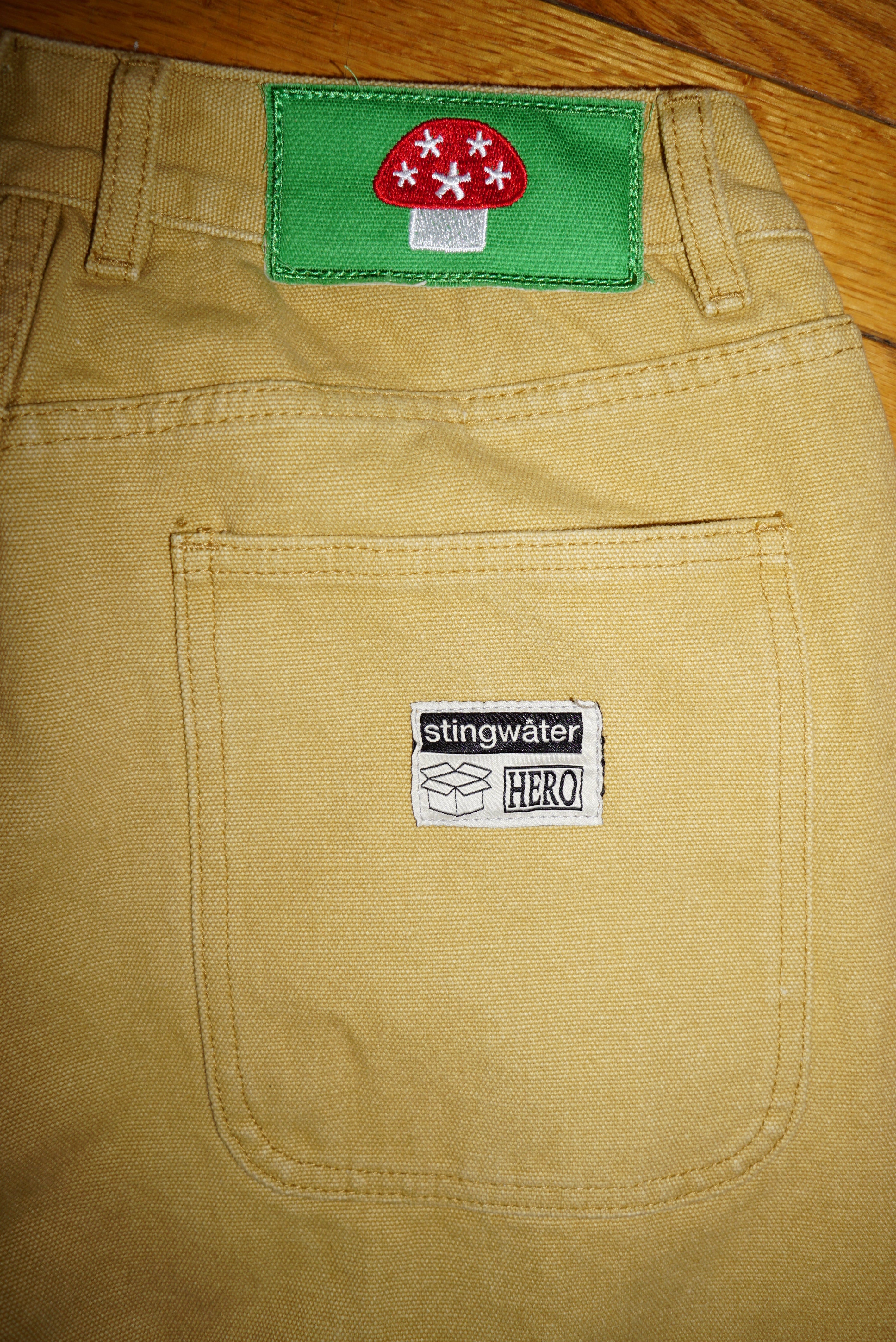 Vegan Suede Double Knee Canvas Pants Wheat Brown