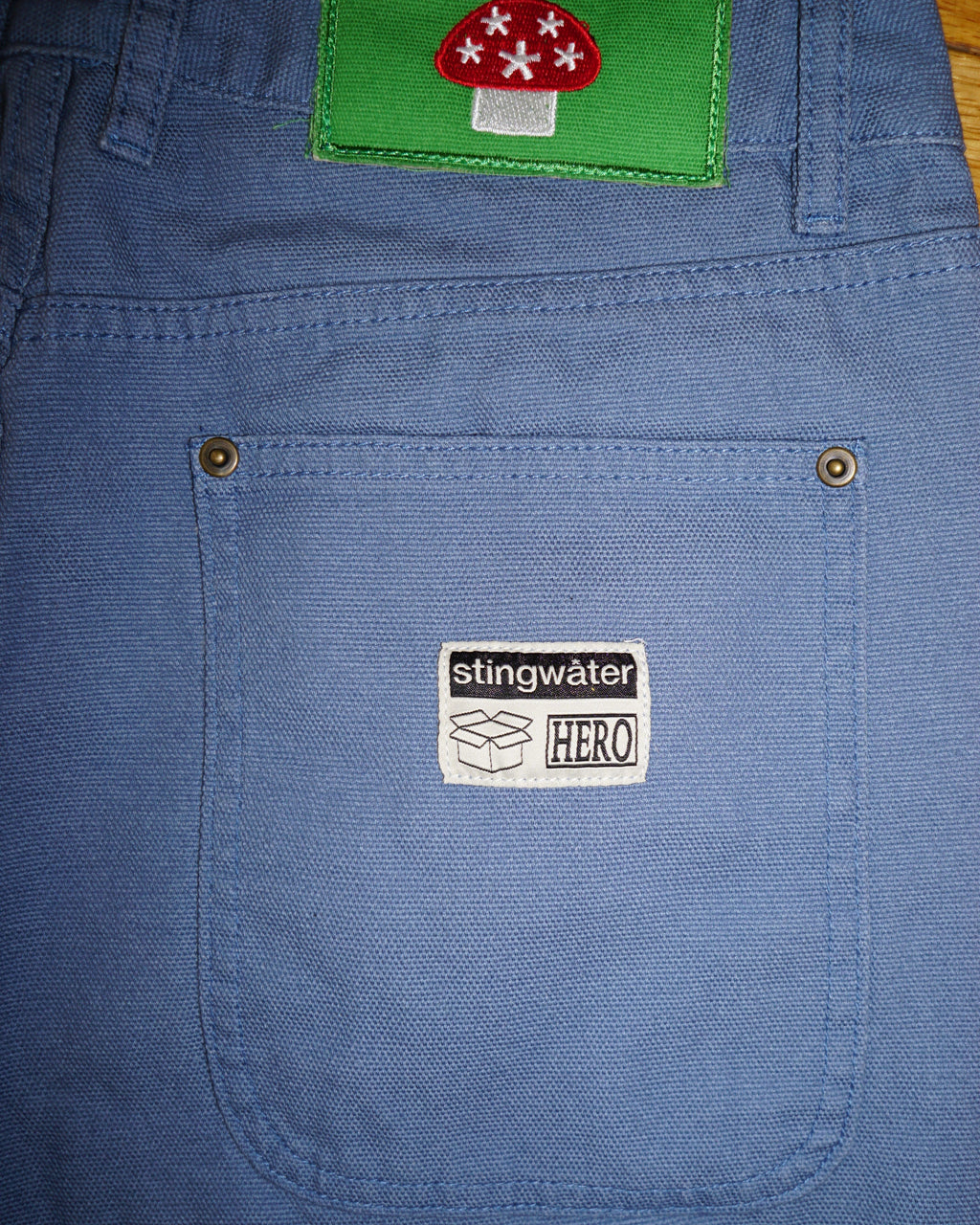 Vegan Suede Double Knee Canvas Pants Blue