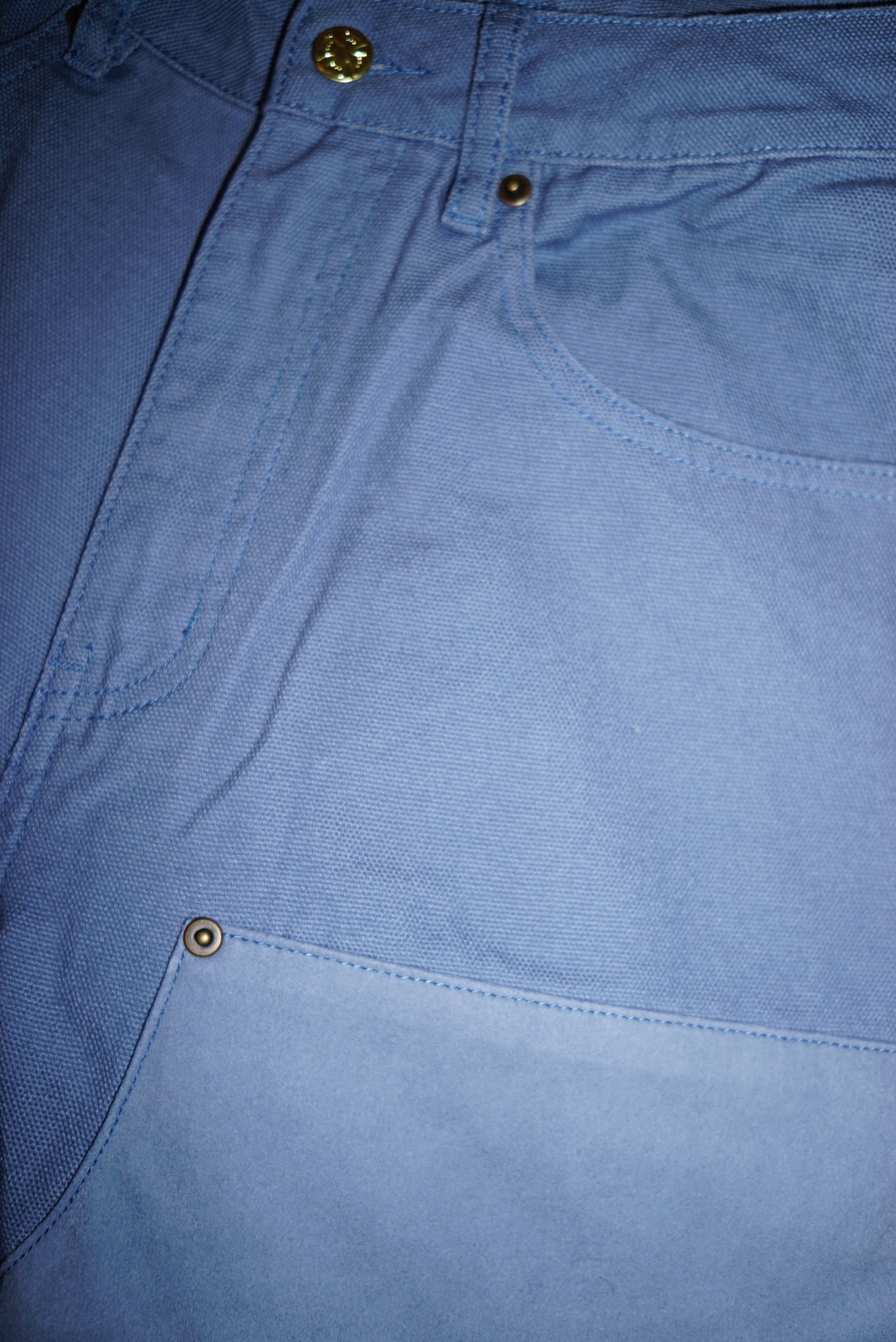 Vegan Suede Double Knee Canvas Pants Blue