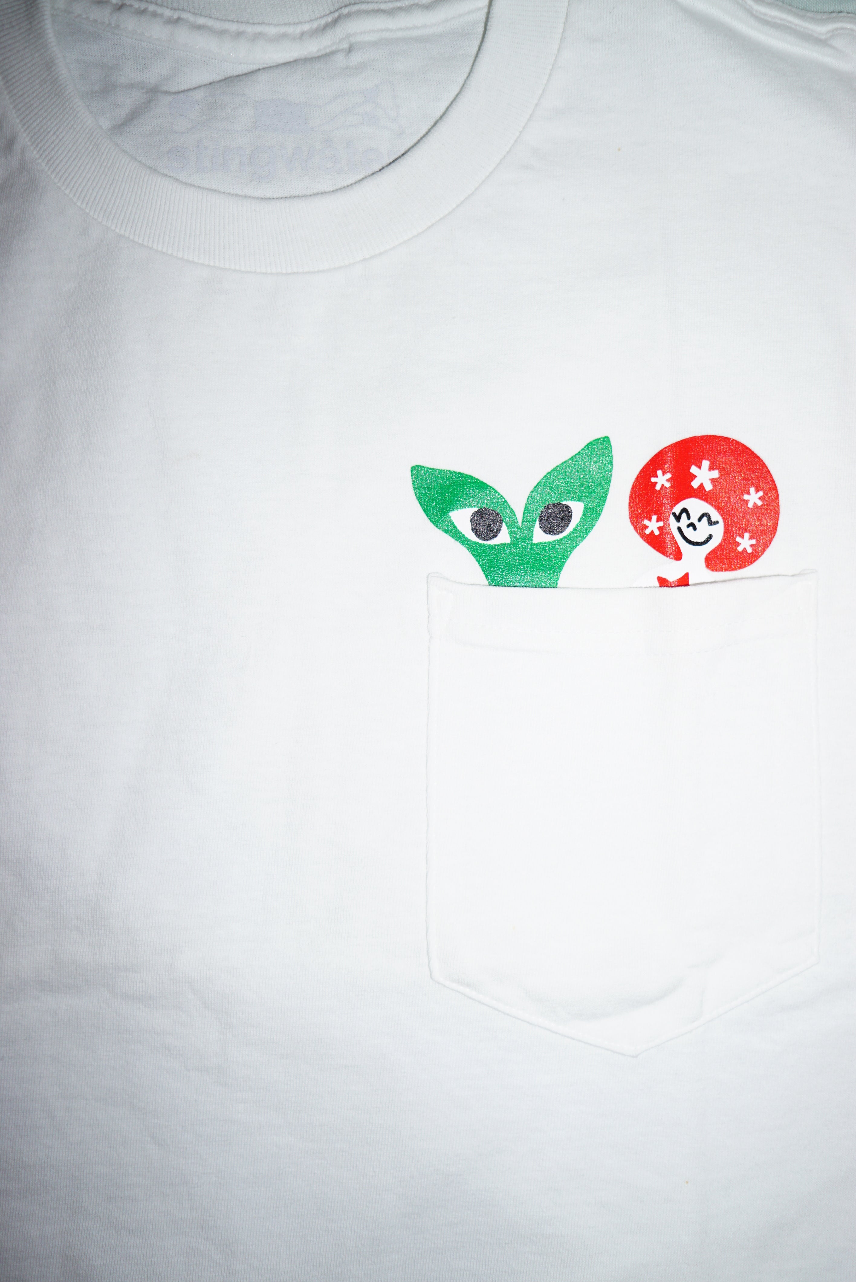 Peeking Aapi and Stargirl Pocket T-Shirt White