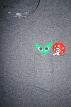 Peeking Aapi and Stargirl Pocket T-Shirt Dark Heather Gray