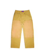 Vegan Suede Double Knee Canvas Pants Wheat Brown