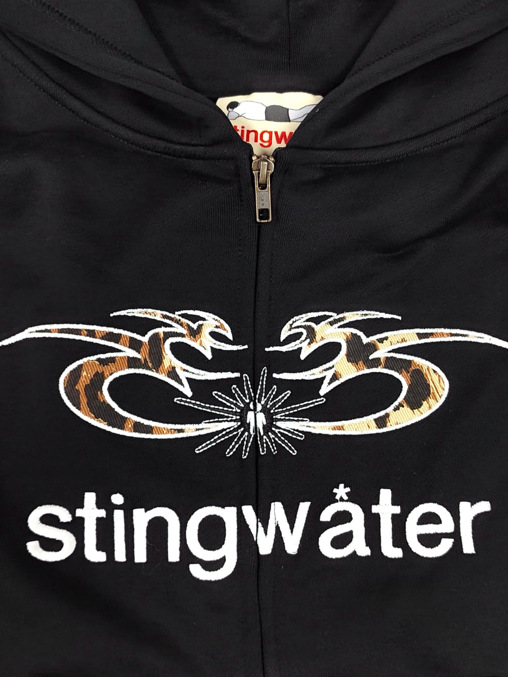 Moses Leopard Zip Up Hoodie Black