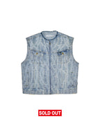 Moto Denim Vest Unchained Vintage Blue