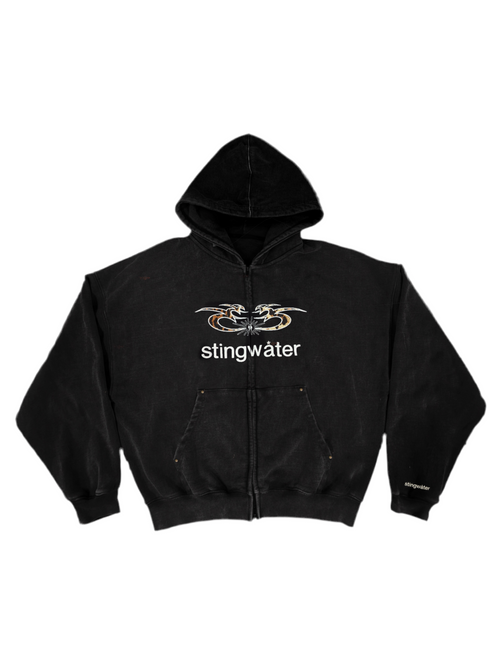 Moses Leopard Zip Up Hoodie Black – stingwater