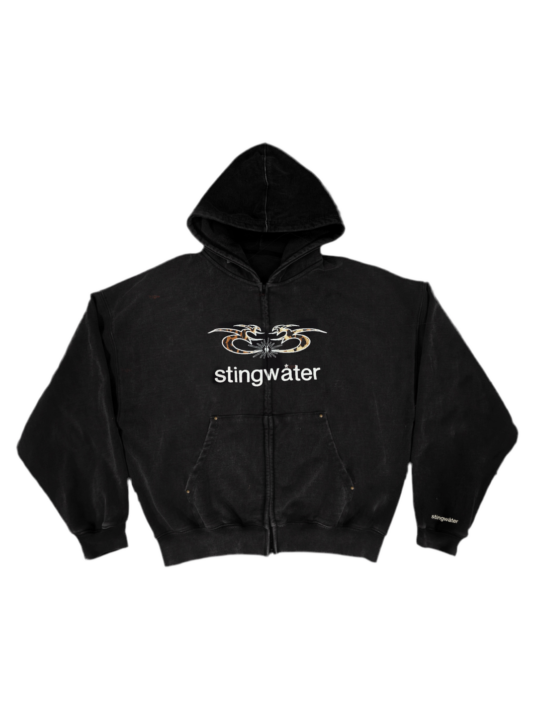 Leopard Moses Zip Up Hoodie Black