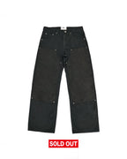 Vegan Suede Double Knee Twill Pants Black