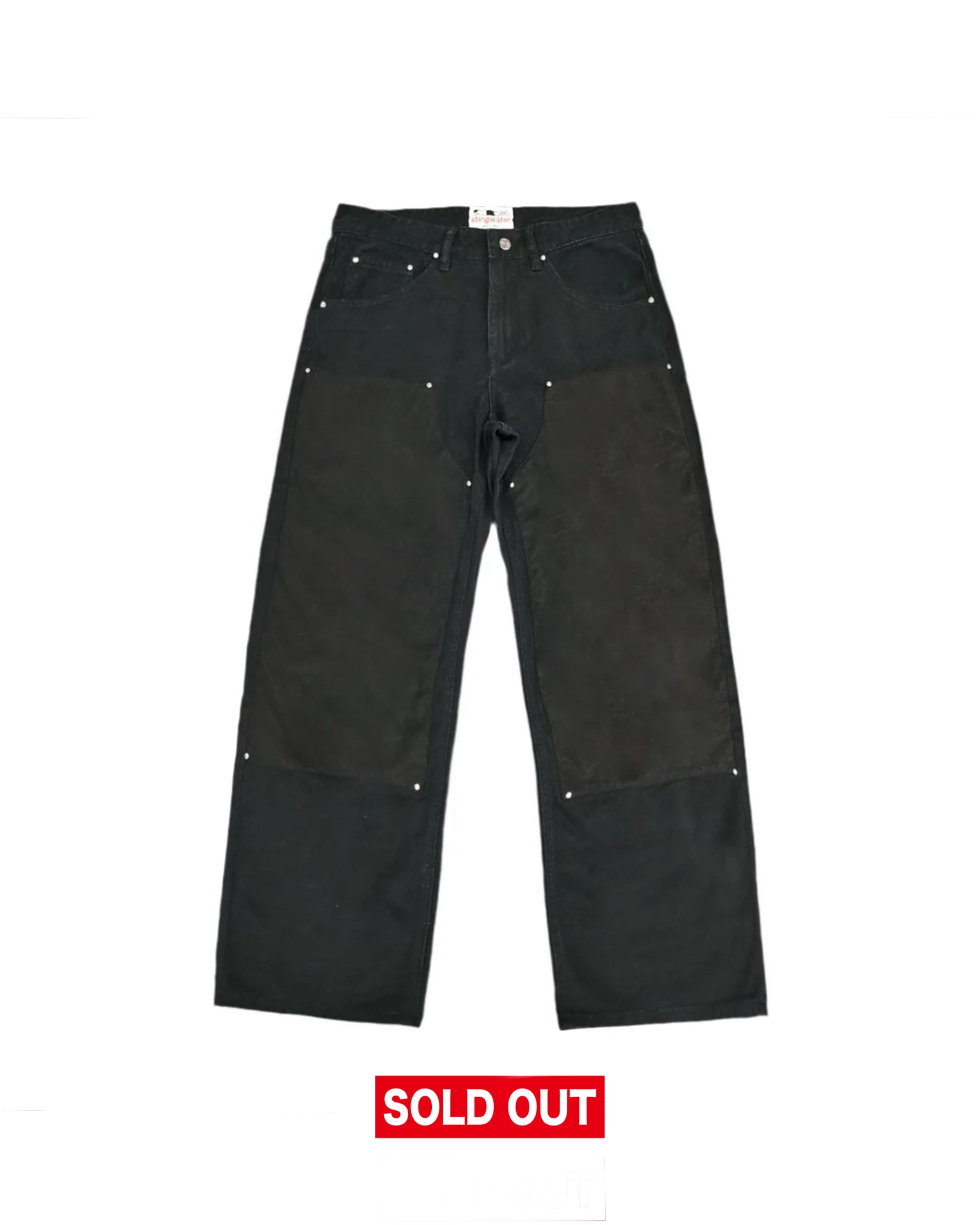 Vegan Suede Double Knee Twill Pants Black