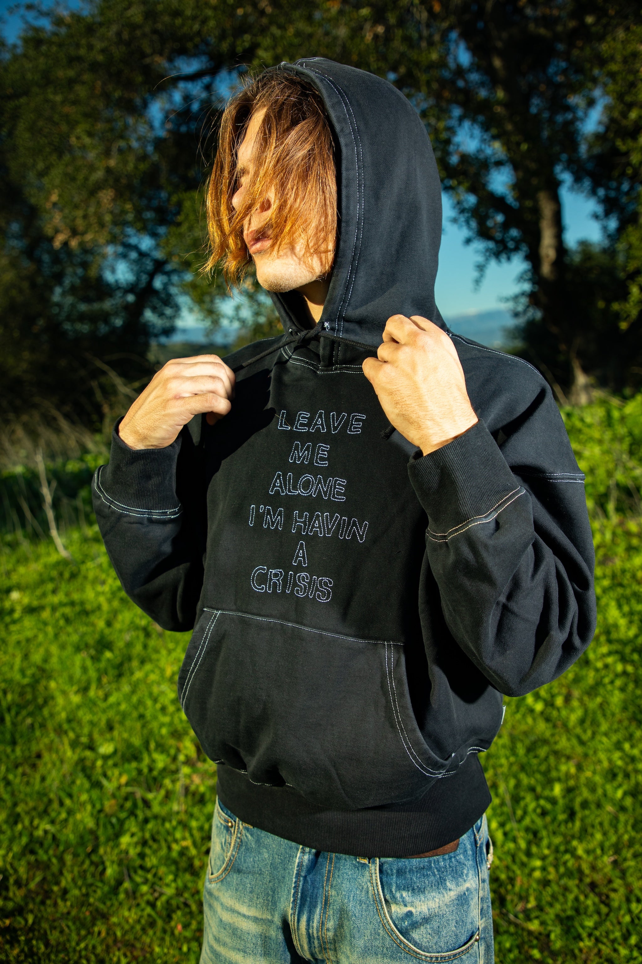 Crisis Outline Hoodie Faded Black