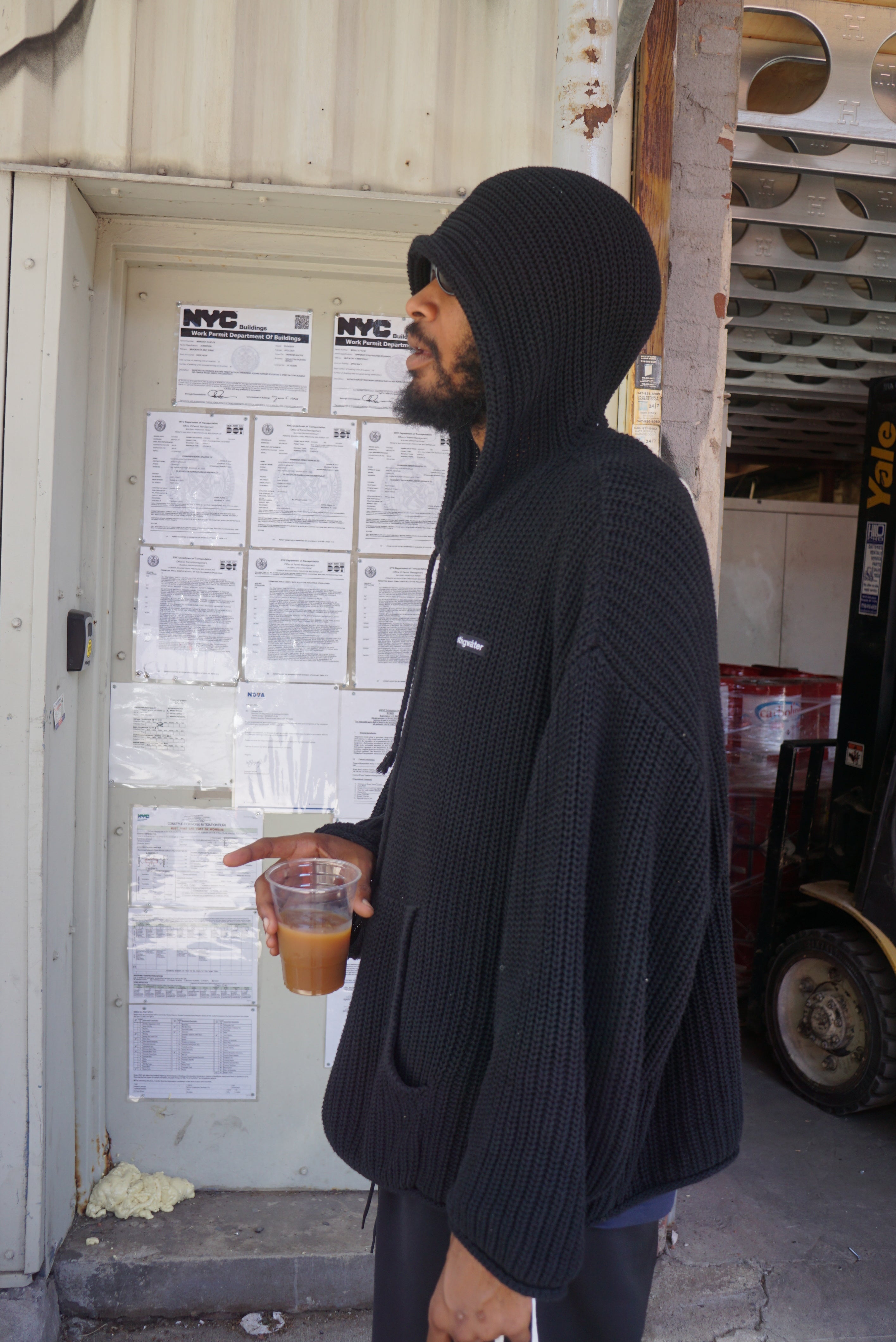 Crisis Knit Hoodie Sweater Black