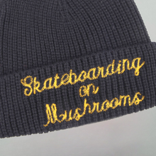 Load image into Gallery viewer, Skateboarding on Mushrooms Beanie Black
