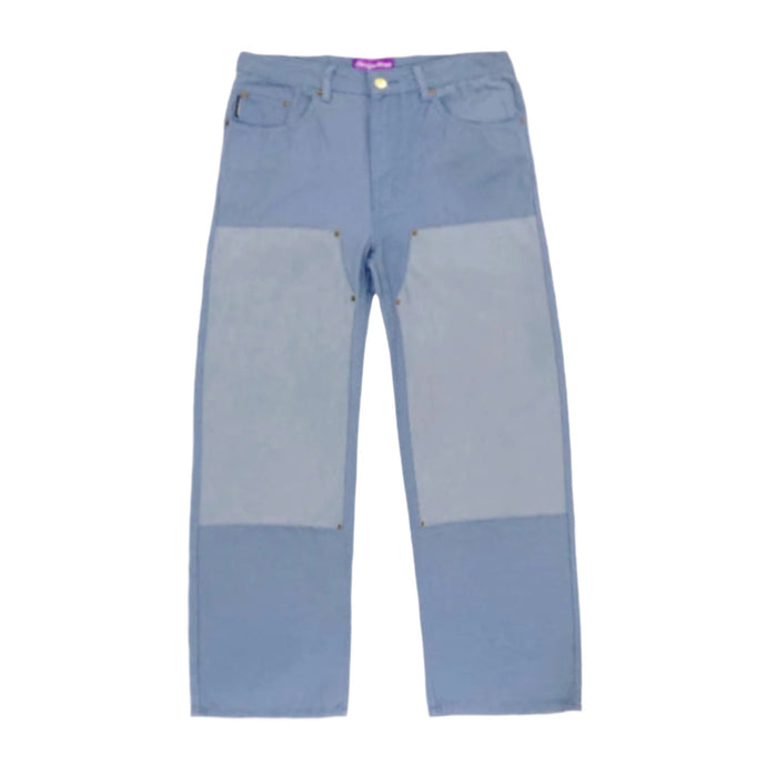 Vegan Suede Double Knee Canvas Pants Blue