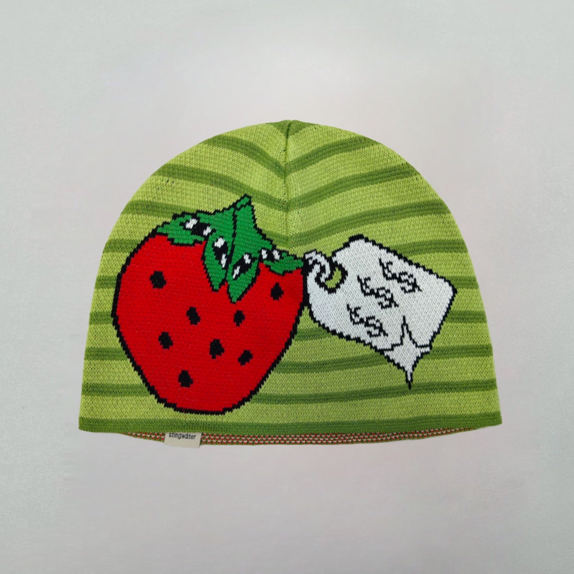 V Speshal Organic Strawberry Beanie Green Stripes