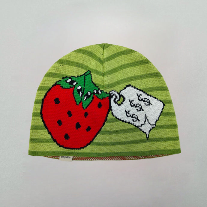 V Speshal Organic Strawberry Beanie Green Stripes