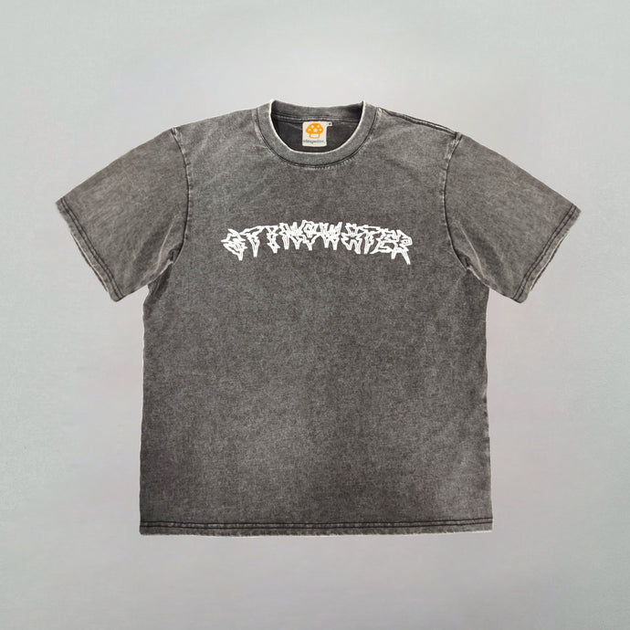 Stinger logo Acid Washed T-Shirt Gray