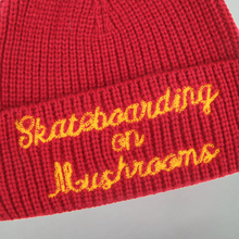 Load image into Gallery viewer, Skateboarding on Mushrooms Beanie Red

