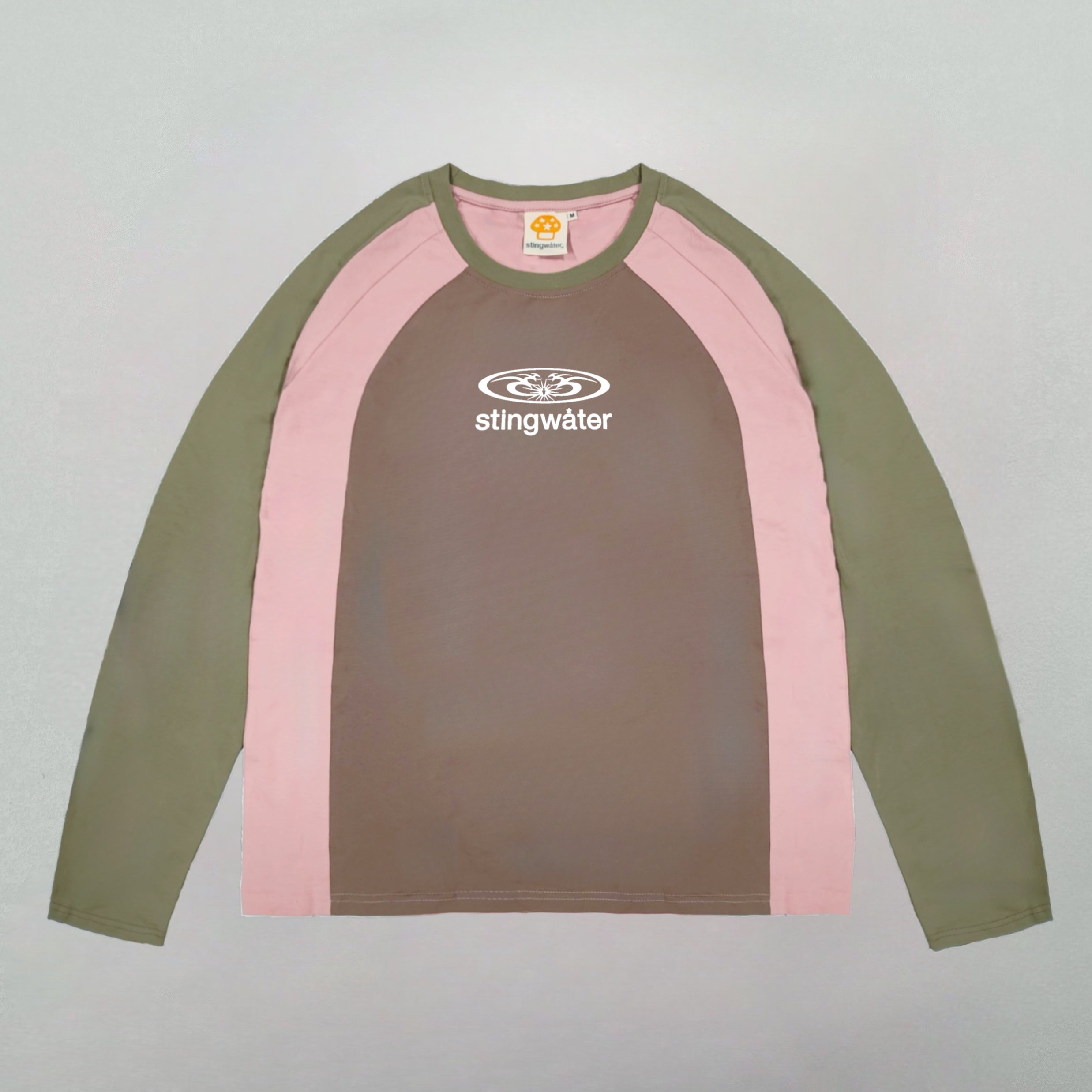 Moses Panelled Long Sleeve T-Shirt Green/Pink/Brown