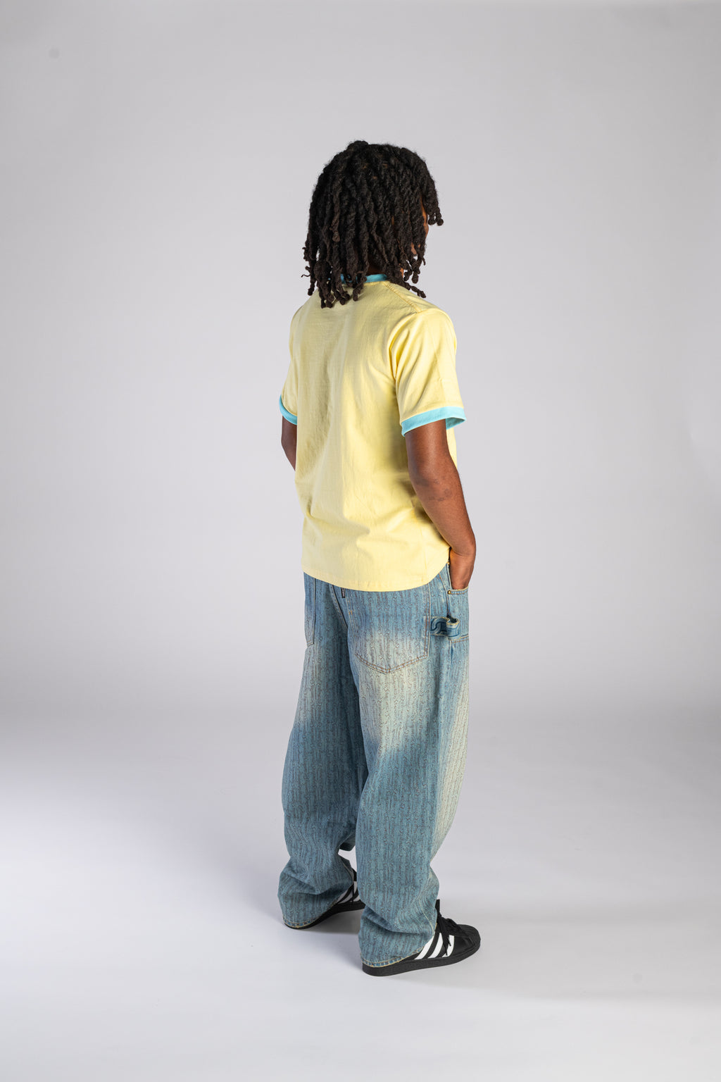 Script Double Knee Jeans Acid Blue