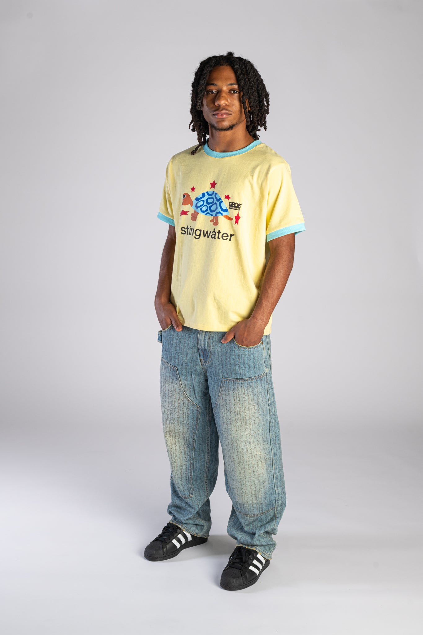 Script Double Knee Jeans Acid Blue