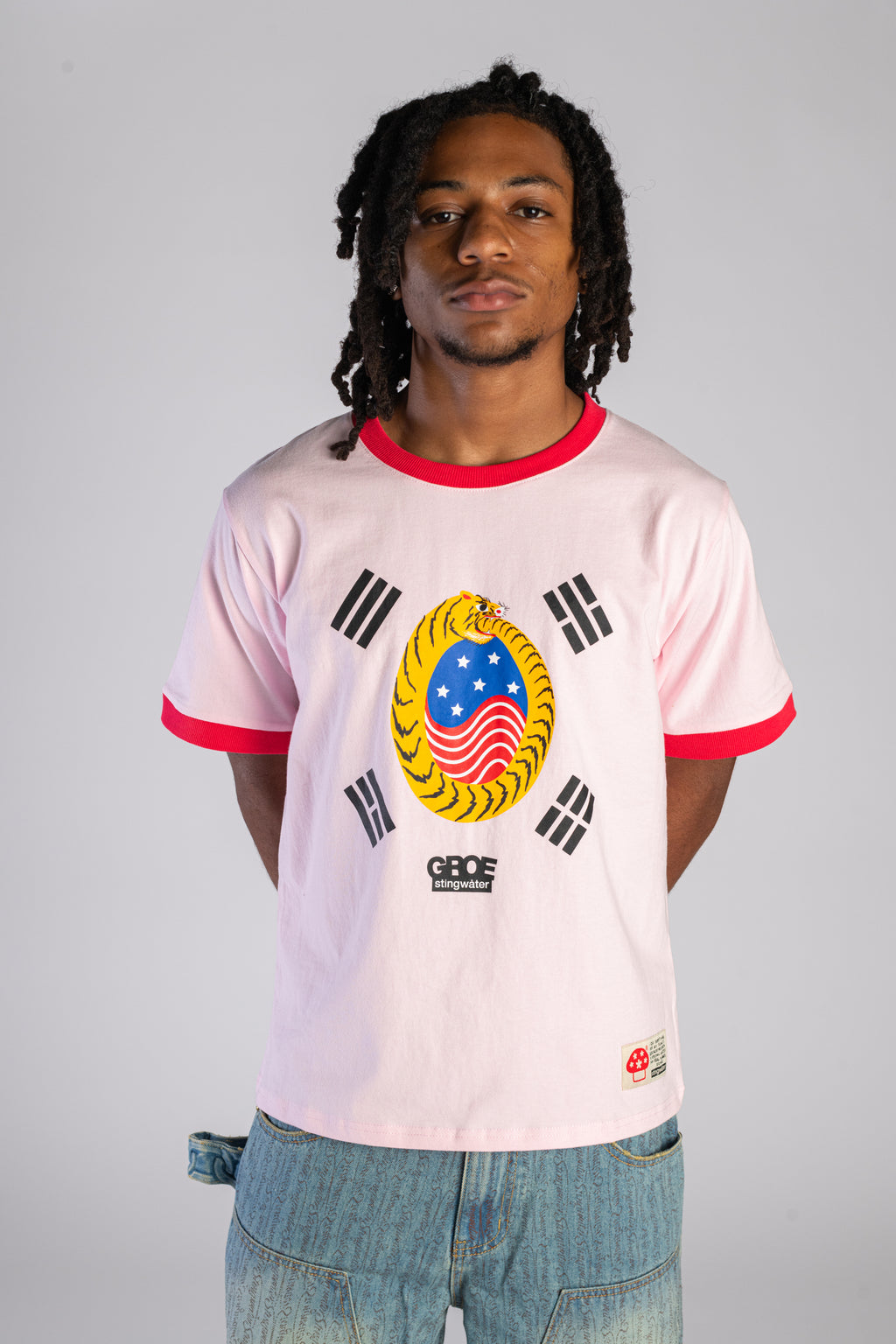 Infinity Tiger T-Shirt Pink Ringer