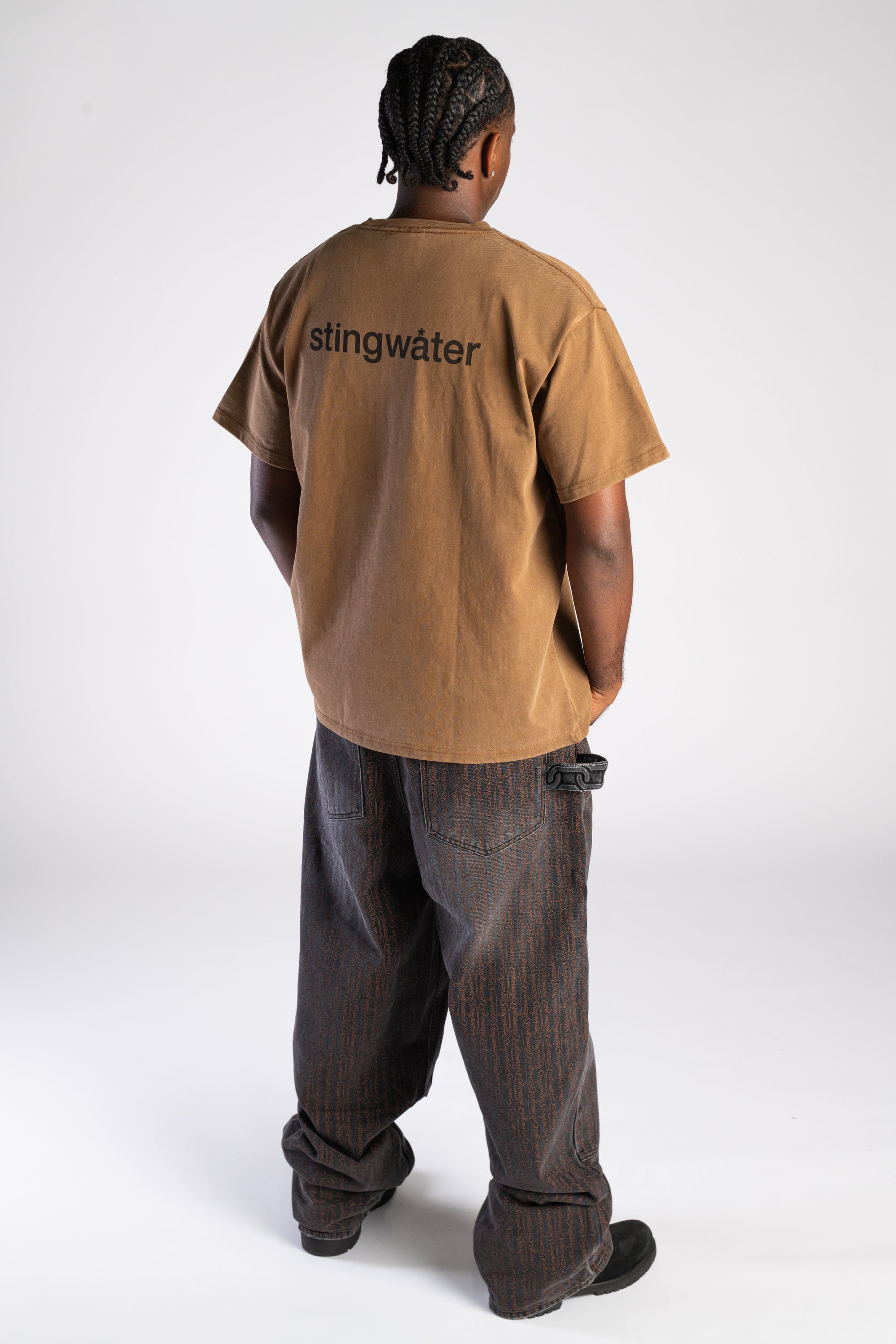 Script Double Knee Jeans Acid Black