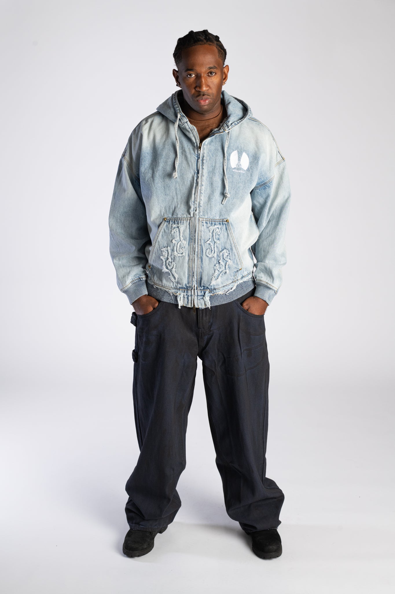 Kowboy Denim Zip Up Hoodie Vintage Blue – stingwater