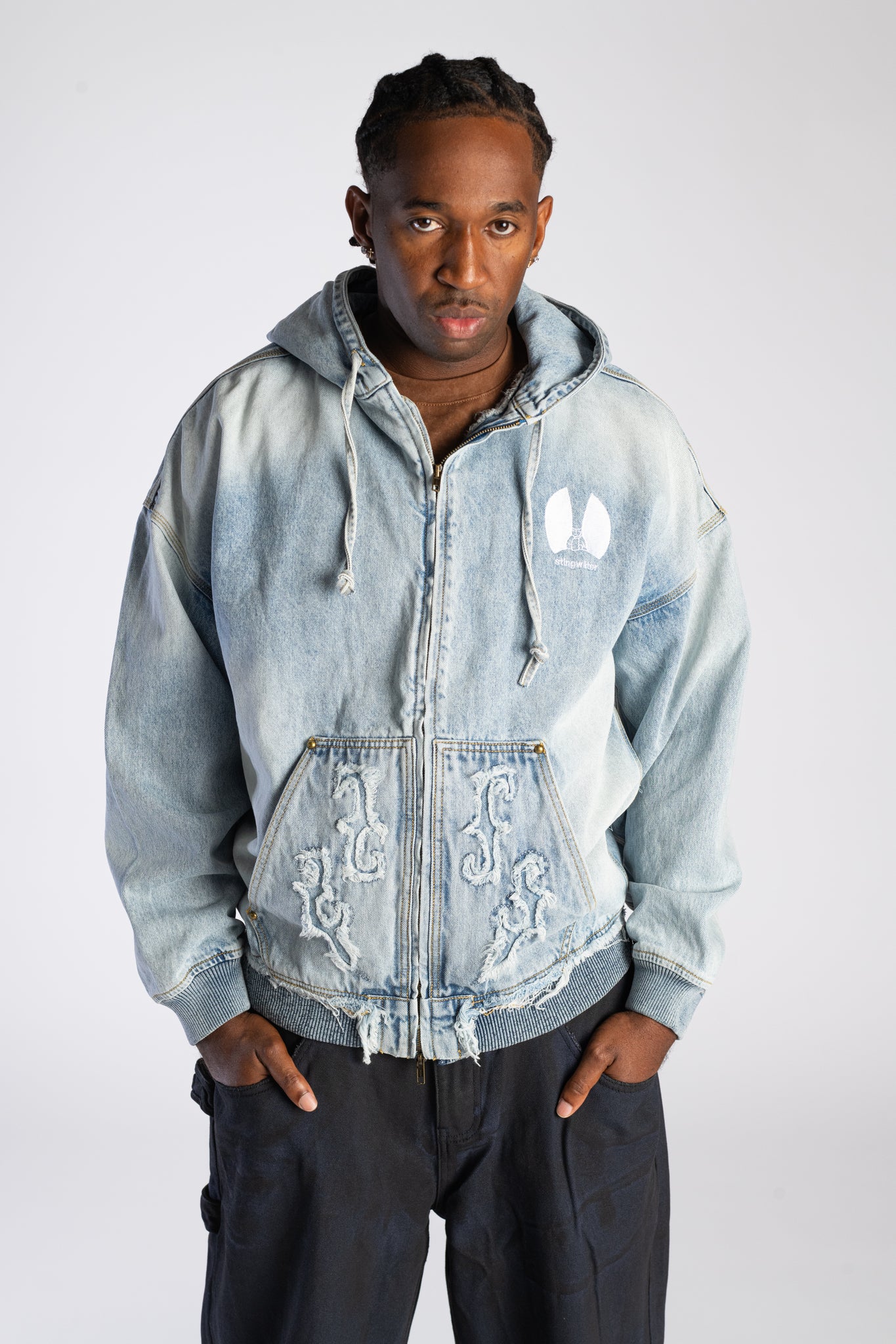 Kowboy Denim Zip Up Hoodie Vintage Blue