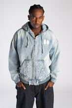 Load image into Gallery viewer, Kowboy Denim Zip Up Hoodie Vintage Blue
