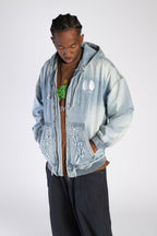 Kowboy Denim Zip Up Hoodie Vintage Blue