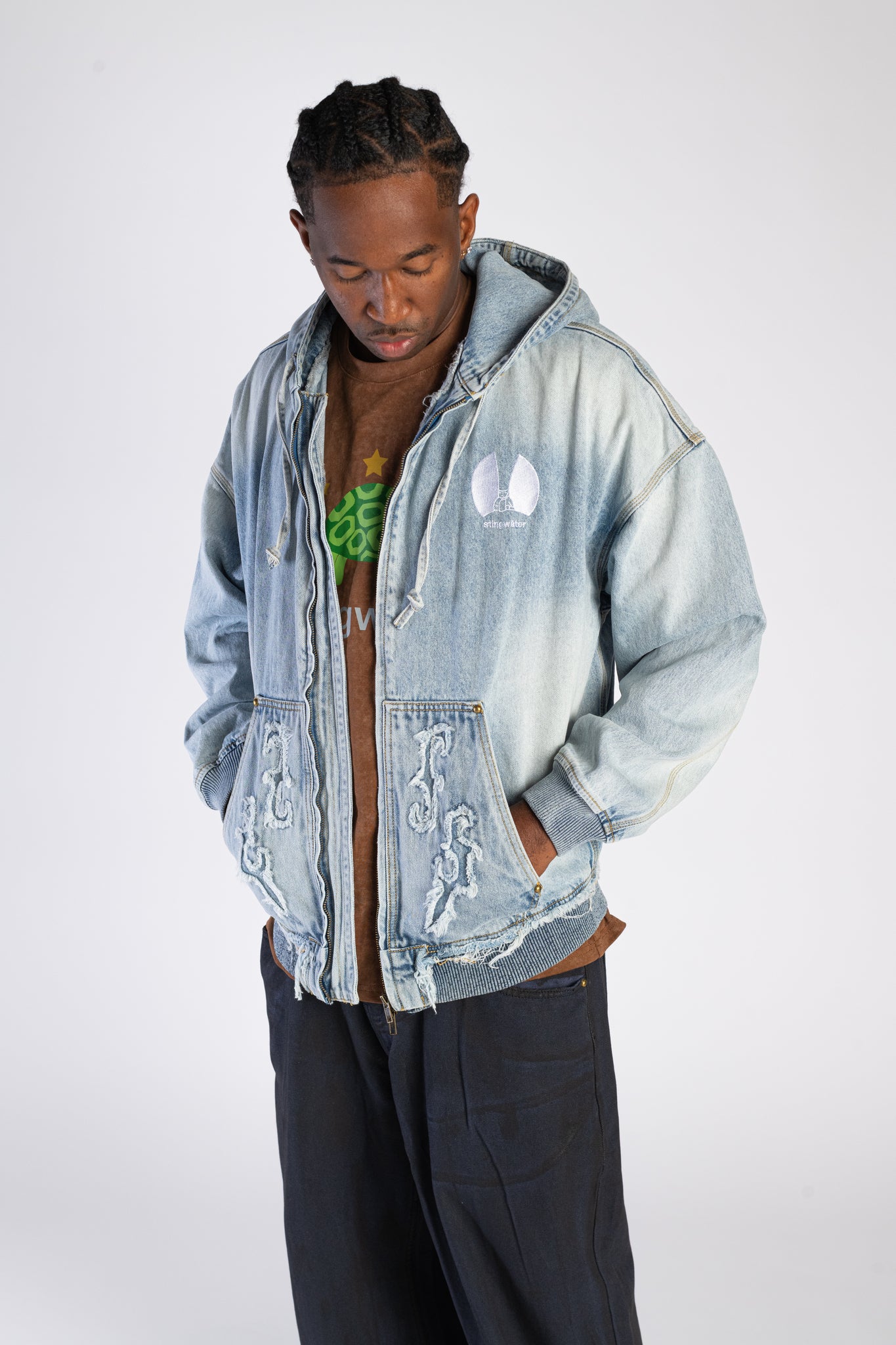 Kowboy Denim Zip Up Hoodie Vintage Blue