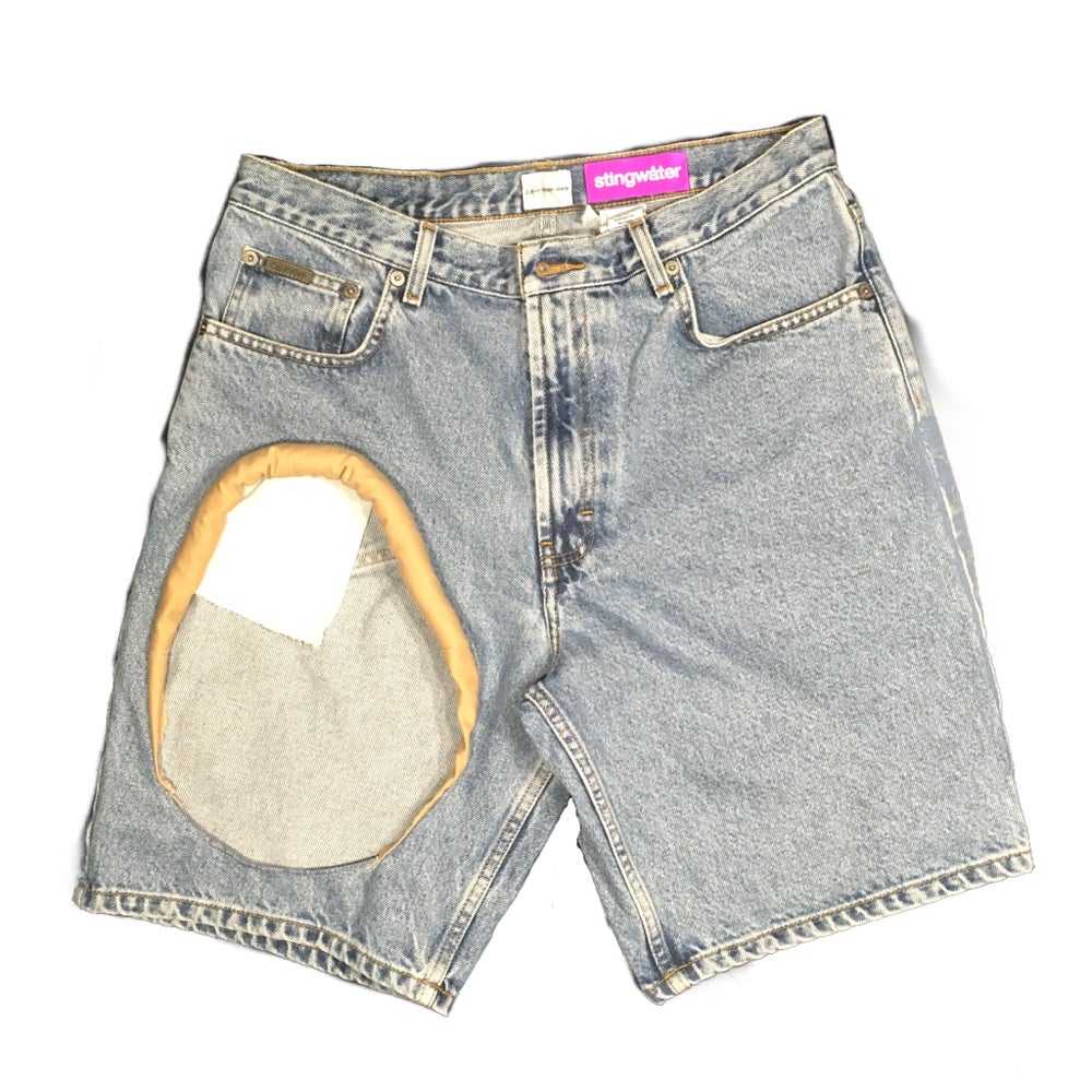 “An opening” Reworked Calvin Klein denim shorts