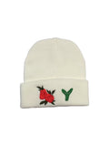 Rose and plant beanie white