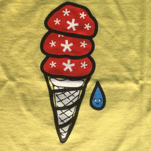 Load image into Gallery viewer, Mushrooms on a Cone T-Shirt Light Yellow

