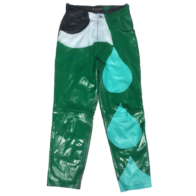 Groeing Pain leather trousers green (Proceeds go to a vaccine for Covid19)