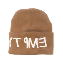 Load image into Gallery viewer, Empty Your Mind Reverse Embroidery Beanie Broewn
