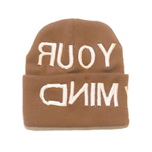 Load image into Gallery viewer, Empty Your Mind Reverse Embroidery Beanie Broewn
