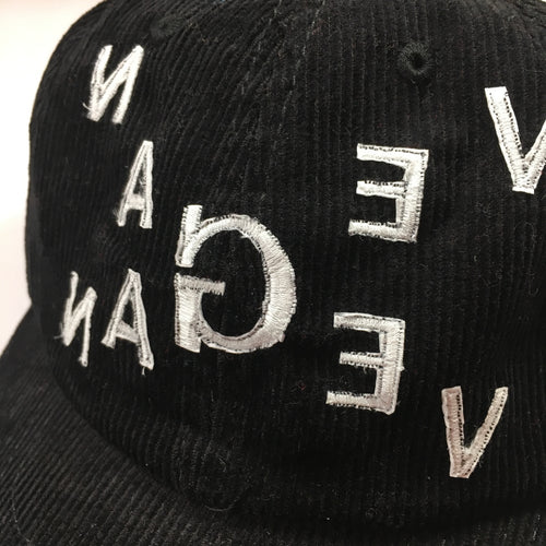 Aspiring vegan corduroy hat black
