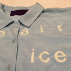 “This is not a fairy tale” oversized button down shirt sky blue