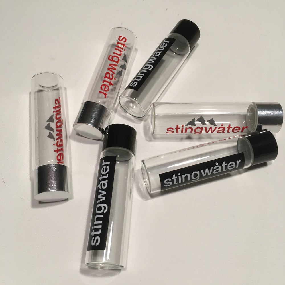 Stingwater Glass Vial Black Box logo