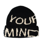 Empty Your Mind Knit Fold Beanie Black