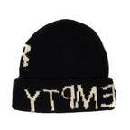 Empty Your Mind Knit Fold Beanie Black