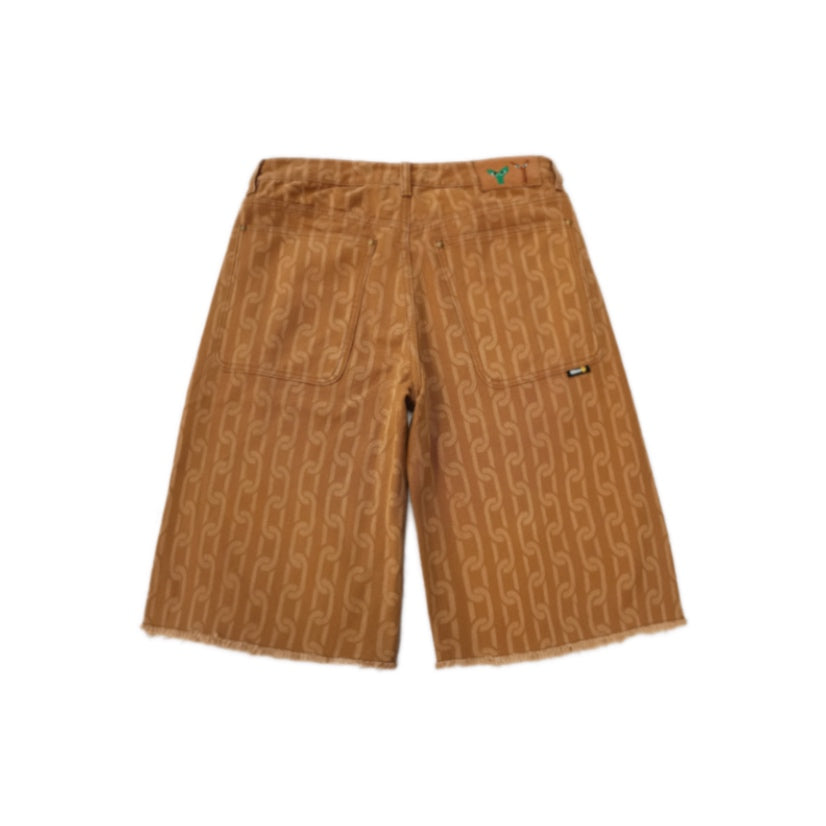 Signature Chain Double Knee Canvas Shorts Brown