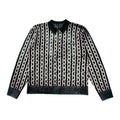 Collared Half Zip Jacquard Chain Sweater Black