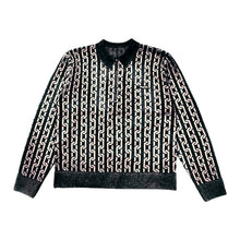Load image into Gallery viewer, Collared Half Zip Jacquard Chain Sweater Black
