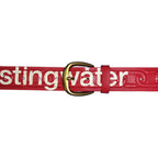 Chain Embossed Oversized Leather Belt Red