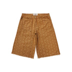 Signature Chain Double Knee Canvas Shorts Brown
