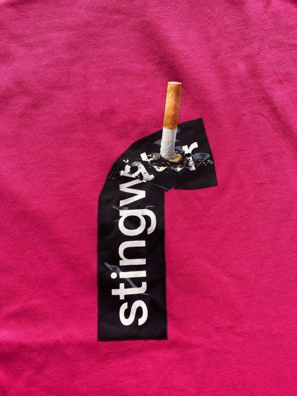 Cig and Sticker T-Shirt Sting Pink