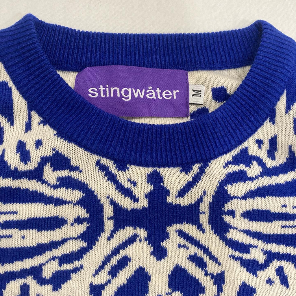 Speshal Connection Mushroom Print Jacquard Knit Sweater King Blue