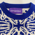 Speshal Connection Mushroom Print Jacquard Knit Sweater King Blue